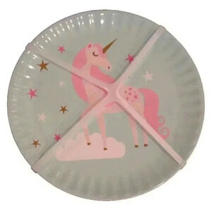 NWT Set Of 8 Novogratz Kids Melamine Outdoor Plates Unicorn Stars Birthday